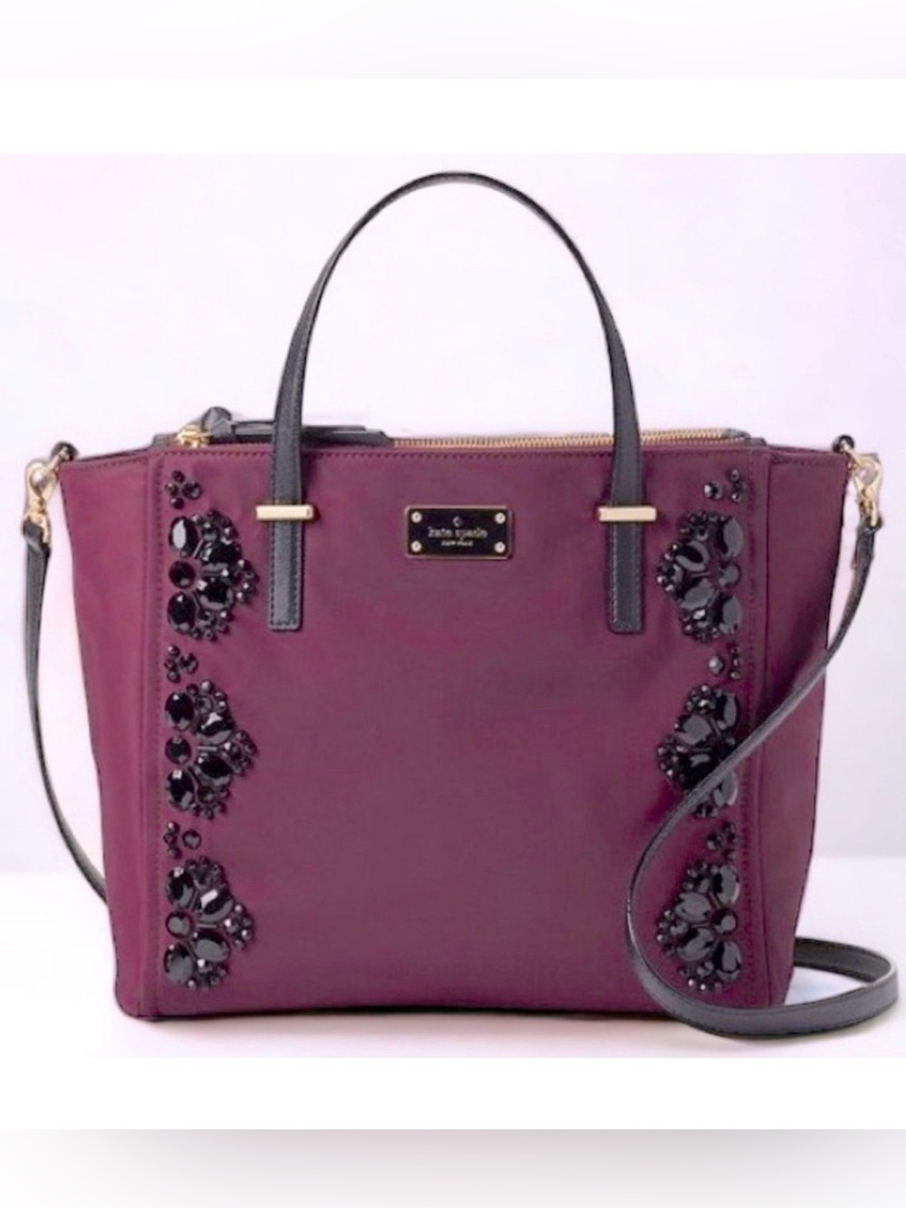 KATE SPADE ♠️ New York 💜Alyse💜 DEEP PLUM WILSON ROAD EMBELLISHED BAG 🌟NWT🌟